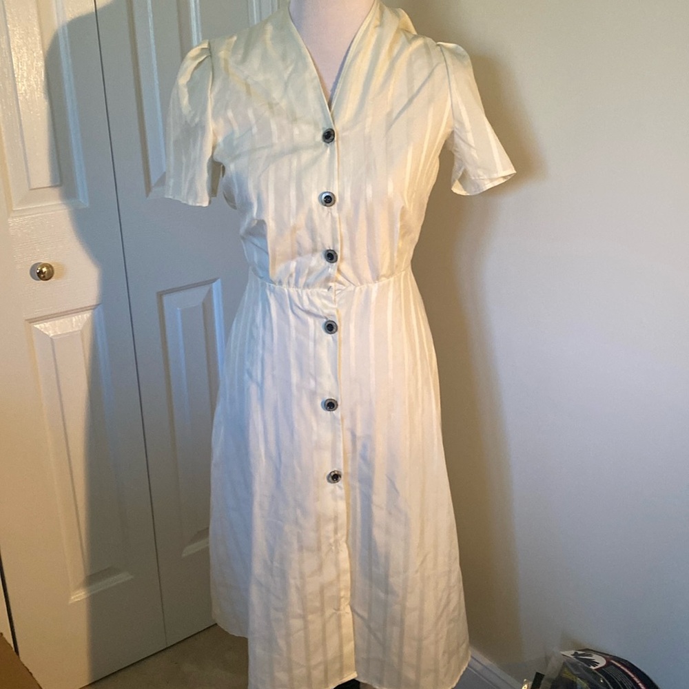 Vintage 1980s Malki Ivory-colored Classic Dress
